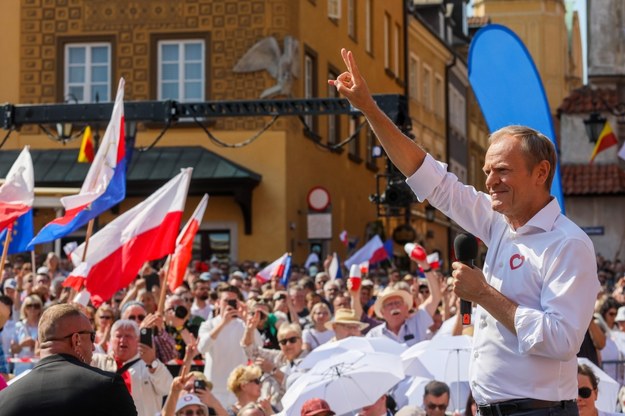 Donald Tusk podczas Marszu 4 Czerwca w 2023 roku /Paweł Supernak /PAP