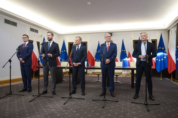 Donald Tusk, Szymon Hołownia, Władysław Kosiniak-Kamysz, Włodzimierz Czarzasty i Robert Biedroń