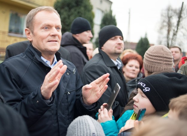 Donald Tusk w Strzałkowie koło Radomska /Grzegorz Michałowski /PAP