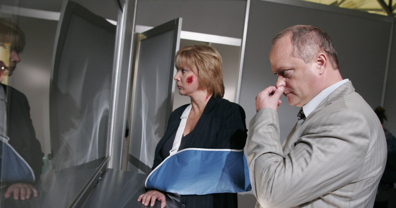 Dorota Kamińska i Edward Żentara na planie "Fali zbrodni" /Krzysztof Czajka/Studio69/Gallo Images /Getty Images