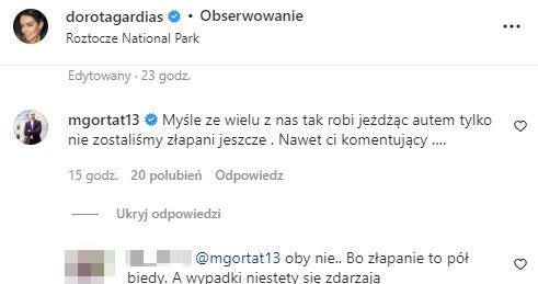 Dorotę Gardias broni Marcin Gortat /@dorotagardias /Instagram