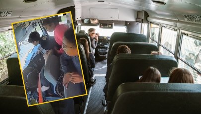 Dramatyczne sceny w szkolnym autobusie. Kierująca straciła przytomność