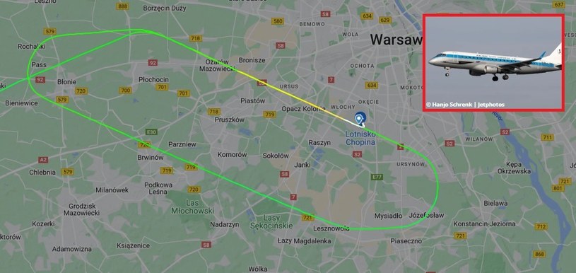 Droga lądowania samolotu PLL LOT, który musiał odejść na drugi krąg /Flightradar24 /materiał zewnętrzny