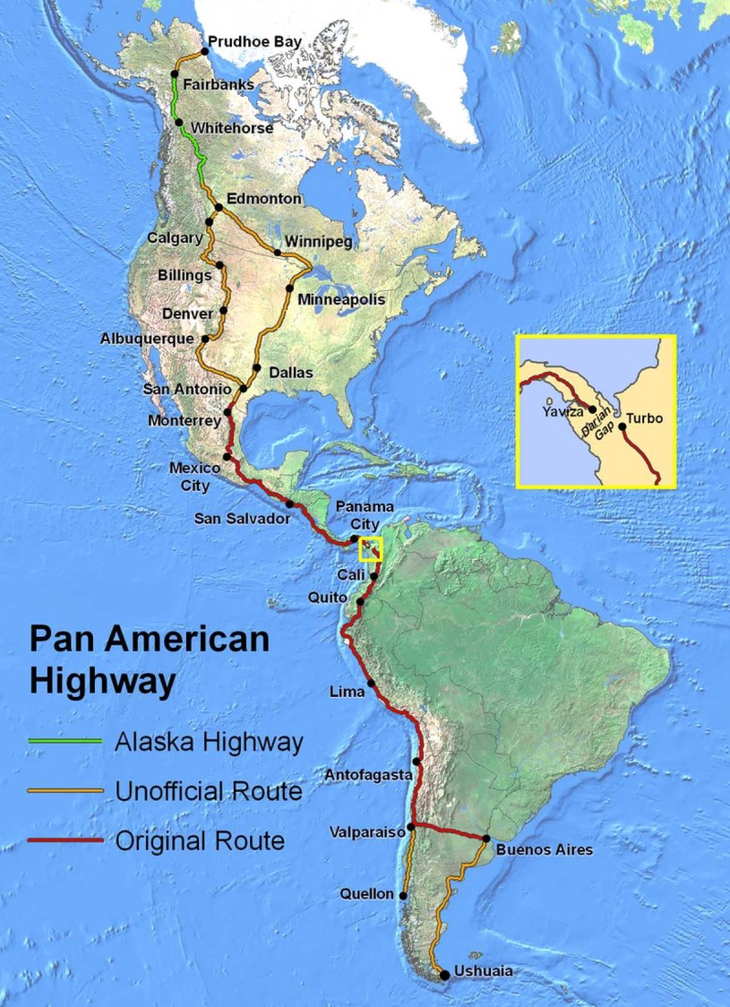 Droga Panamerykańska wiedzie od Prudhoe Bay na Alasce po argentyńskie Ushuaia /