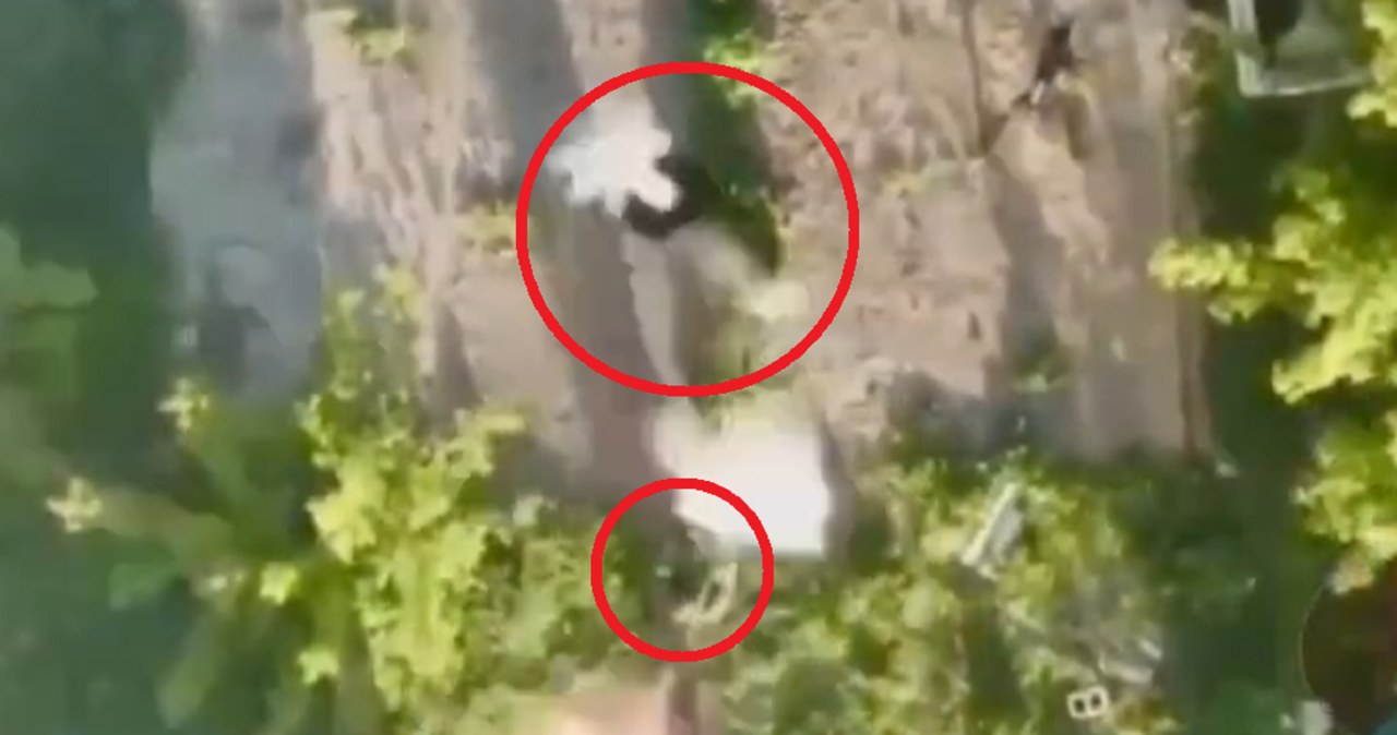 Dron zrzucił rosyjskiemu żołnierzowi granat na głowę. Atak był skuteczny /Twitter