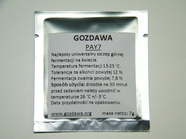 Drożdże górnej fermentacji PAY7 /Gozdawa.org
