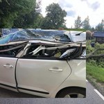 Drzewo spadło na samochód. Dwie osoby ranne