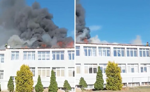 Duży pożar budynku szkoły na Mazowszu