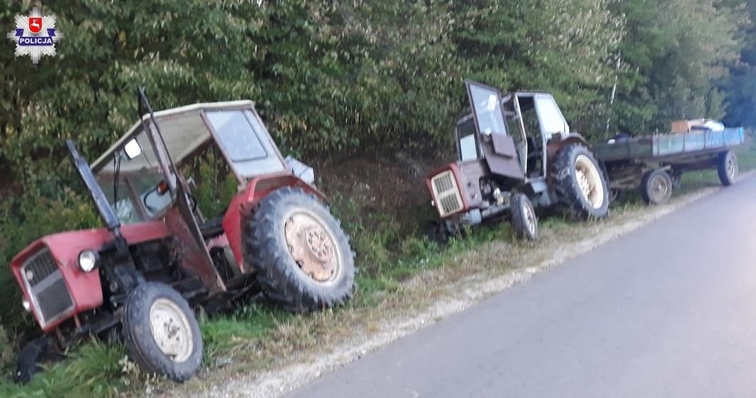 Dwa ciągniki w rowie i jeden ranny... /Informacja prasowa