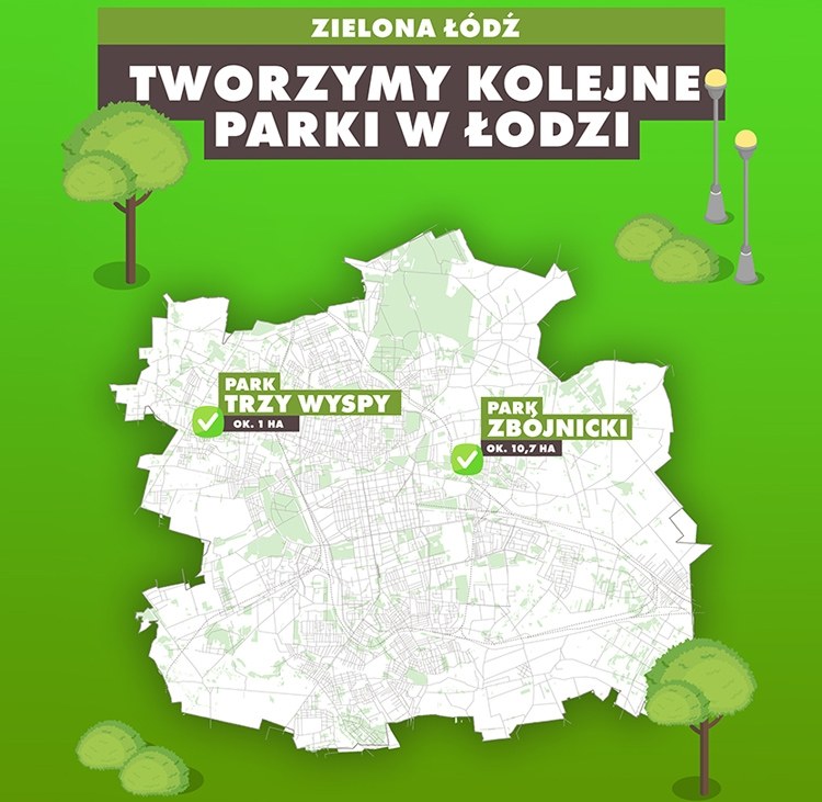 Dwa nowe parki na zielonej mapie Łodzi /lodz.pl /Materiały prasowe