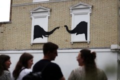 Dwa słonie w oknie. Nowy mural Banksy'ego