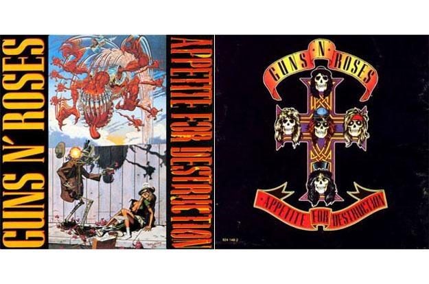 Dwie wersje okładki debiutu Guns N' Roses /