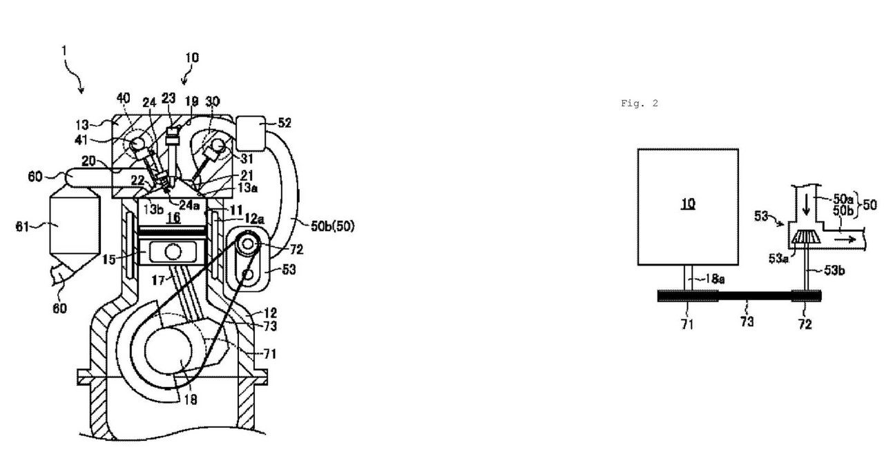 Dwusuwowy diesel na benzynę. Jeden z rysunków patentowych Mazdy /Informacja prasowa