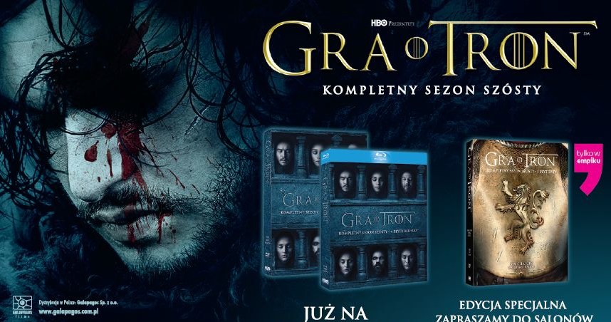 Dystrybutorem 6. sezonu "Gry o tron" na płytach DVD i Blu-ray jest Galapagos Films /materiały dystrybutora