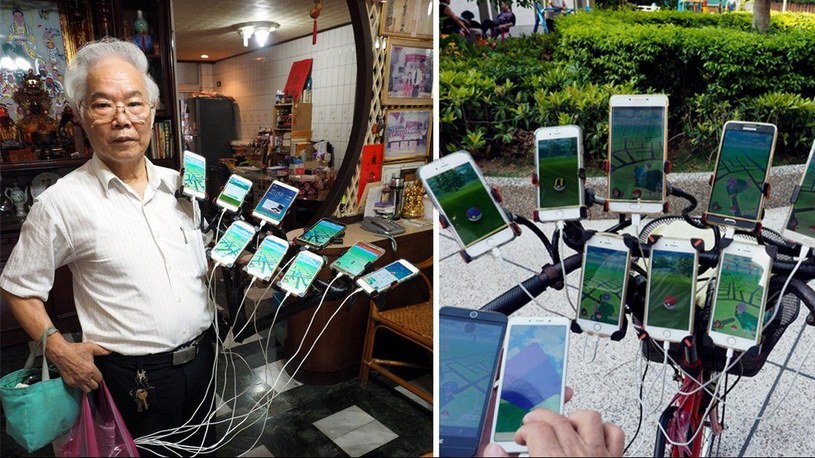 Dziadek przymocował 11 telefonów do roweru, by lepiej łapać Pokemony /Geekweek