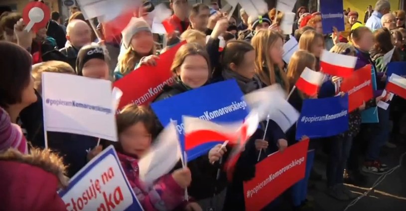 Dzieci z Aleksandrowa Kujawskiego na spotkaniu wyborczym prezydenta Bronisława Komorowskiego /YouTube