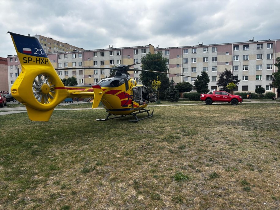 Dziecko zostało przetransportowane do szpitala śmigłowce LPR /KW PSP Włocławek /Państwowa Straż Pożarna