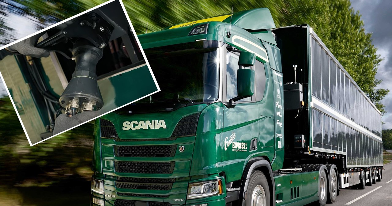 Dzięki panelom słonecznym na naczepie hybrydowa Scania R560 mogłaby jeździć przez jeden miesiąc w roku za darmo /Informacja prasowa