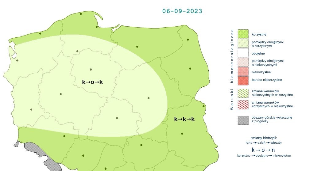 Dzięki słonecznej, ciepłej pogodzie w środę w większości kraju panować będą korzystne warunki biometeorologiczne /IMGW /