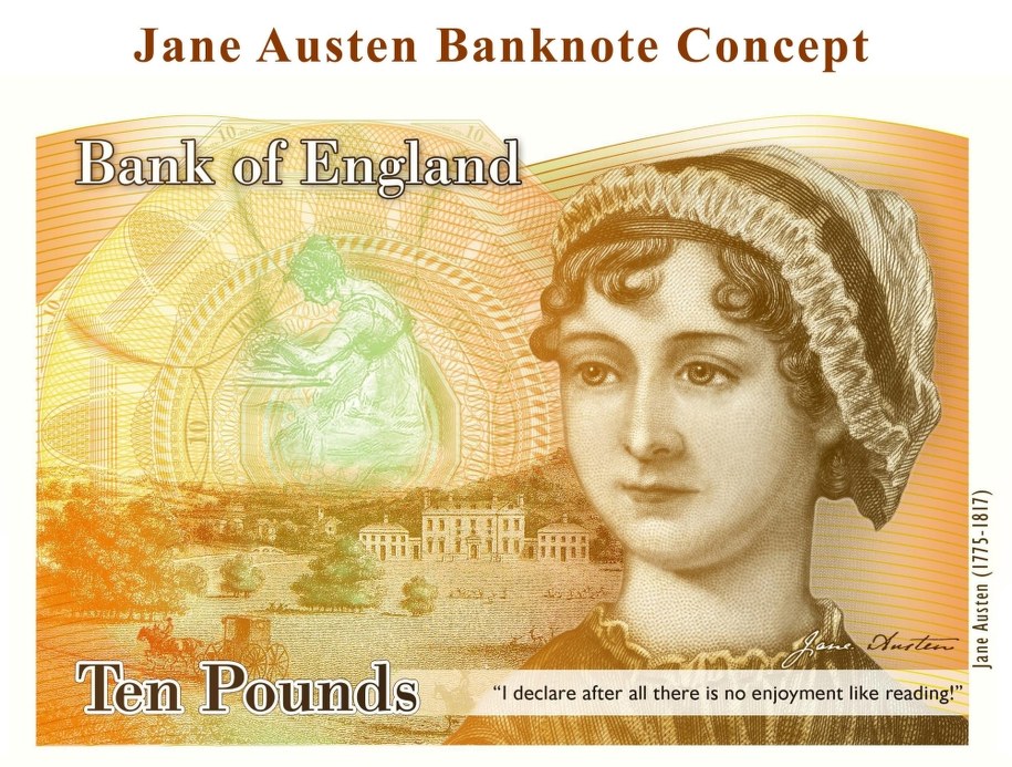Dzieła Jane Austen zaliczane są do największych osiągnięć literatury angielskiej /BANK OF ENGLAND /PAP/EPA