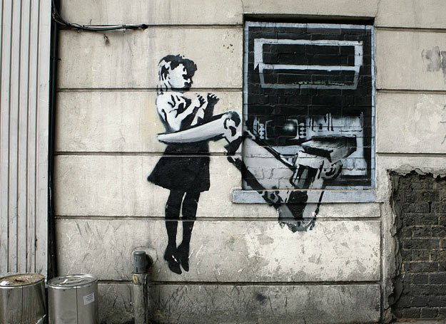 Dzieło Banksy'ego /Getty Images/Flash Press Media