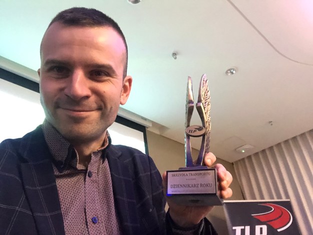 Dziennikarz RMF FM Michał Dobrołowicz otrzymał nagrodę Skrzydła Transportu /Michał Dobrołowcz /RMF FM