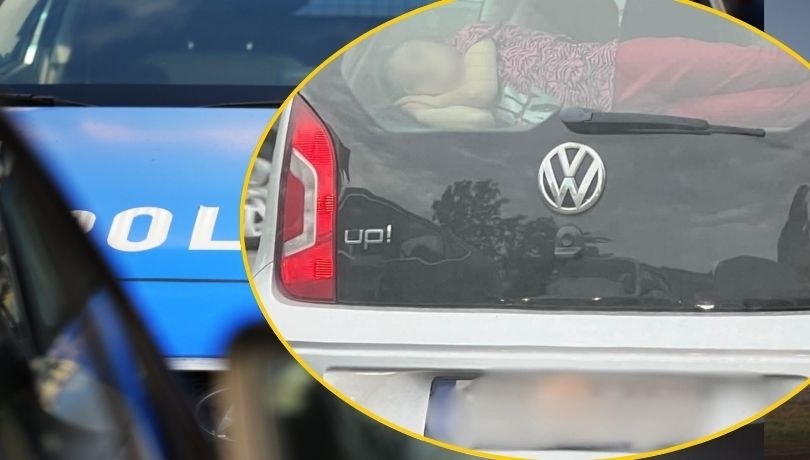 Dziewczynka spała na tylnej półce w samochodzie /Policja/Facebook /Shutterstock