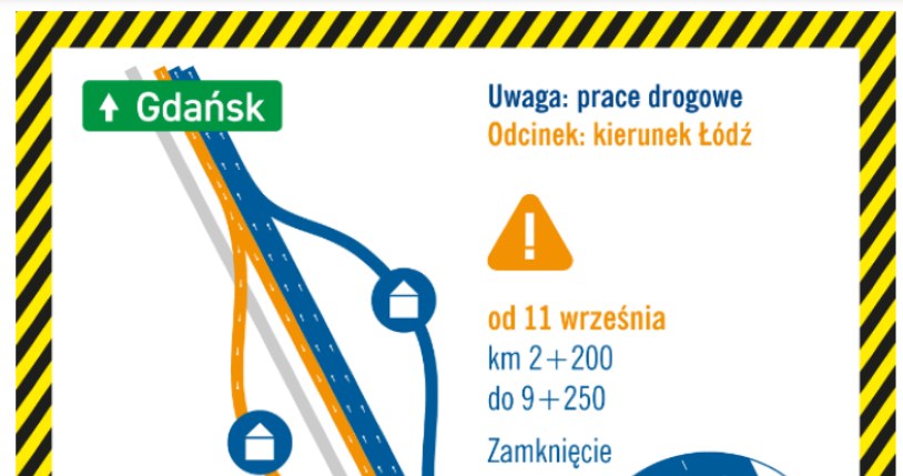 Dziś rusza remont na odcinku A1 w rejonie MOP-u Kleszczewko. /materiały prasowe