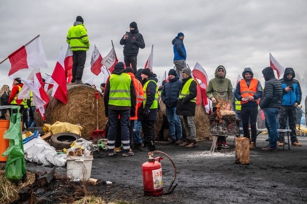 Dzisiejszy protest rolników na przejściu w Dorohusku /Wojtek Jargiło /PAP