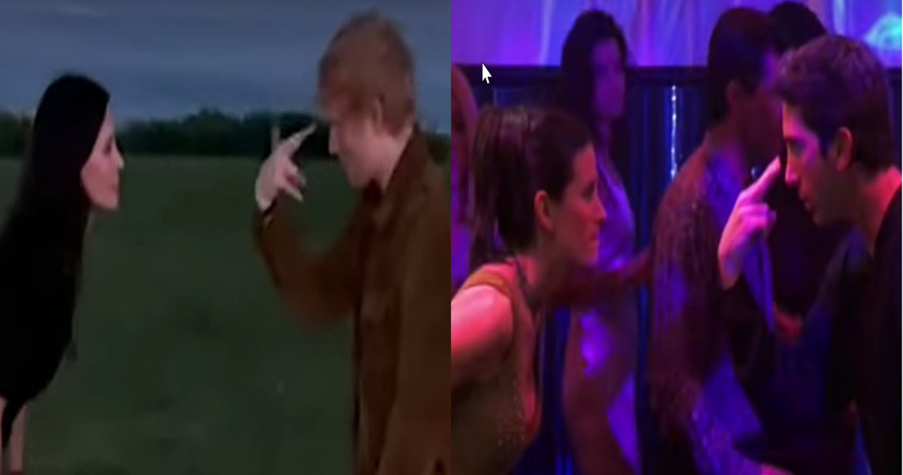 Ed Sheeran odtworzył z Courteney Cox kultową "rutynę" z "Przyjaciół" fot. https://www.youtube.com/channel/UCgCudMsK-kxYxB2RgiS3bzQ/ https://www.youtube.com/channel/UCt7id6hj_RVhF_WQl8PcbQQ /YouTube /