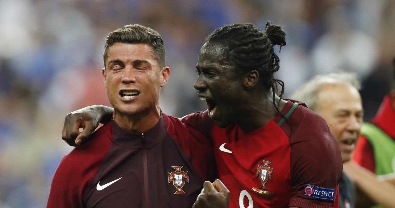 Eder świętuje z Cristiano Ronaldo swojego drugiego gola dla reprezentacji Portugalii /East News