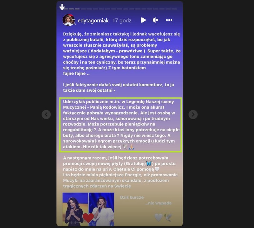 Edyta Górniak mówi o stanie Rodowicz! Wie więcej? /Instagram