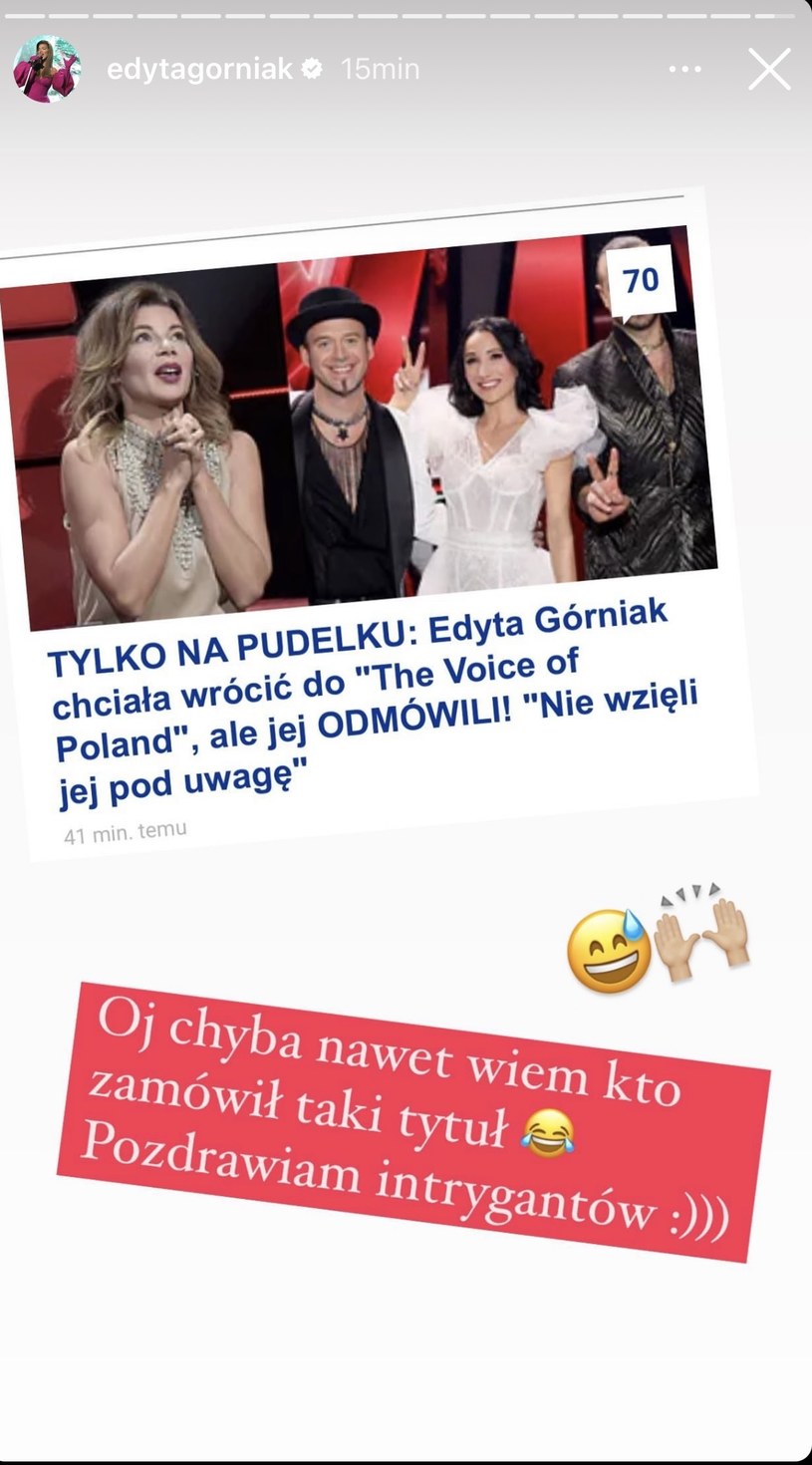 Edyta Górniak nie mogła przejść obojętnie wobec kłamstw szerzonych w sieci! /Instagram/edytagorniak /Instagram