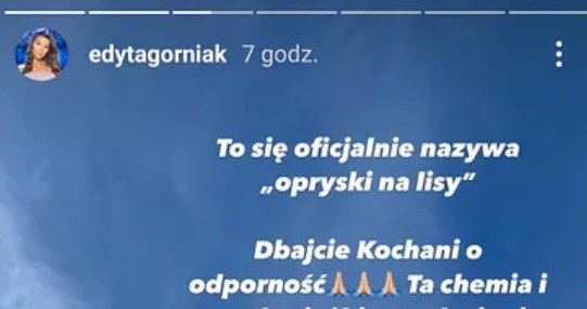 Edyta Górniak o chemtrails /Instagram