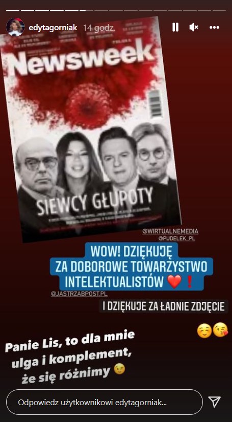 Edyta Górniak o okładce "Newsweeka" fot. Instagram (instagram.com/edytagorniak) /Instagram
