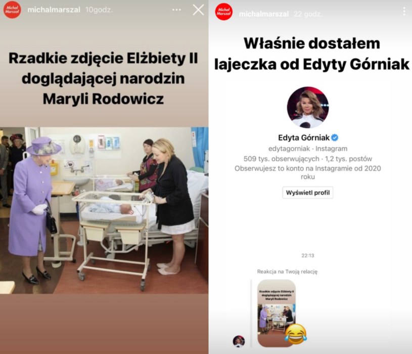 Edyta Górniak reaguje na relacje z Marylą Rodowicz https://www.instagram.com/michalmarszal /Instagram