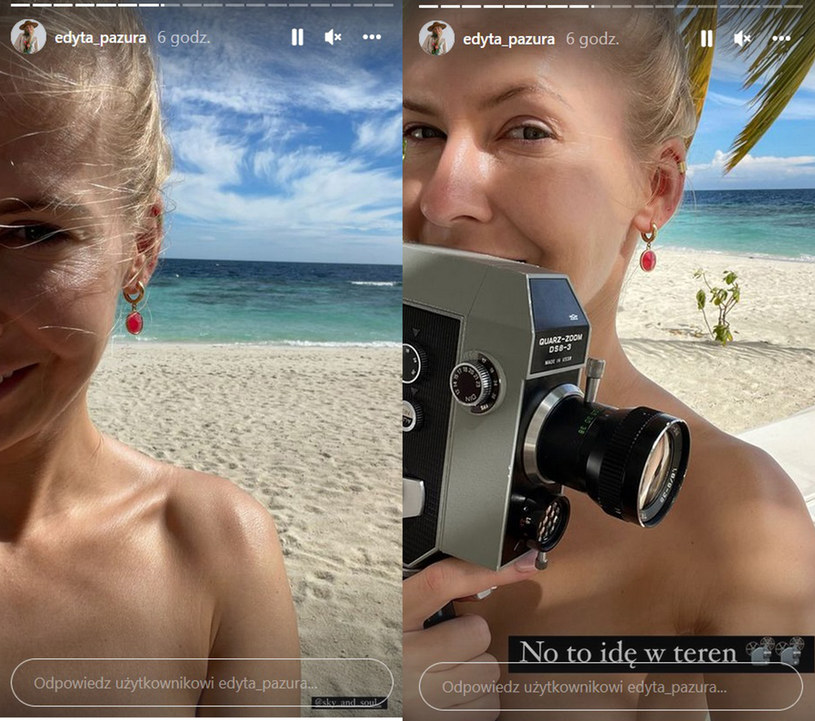 Edyta Pazura na Malediwach /Screen z instastory www.instagram.com/edyta_pazura /Instagram