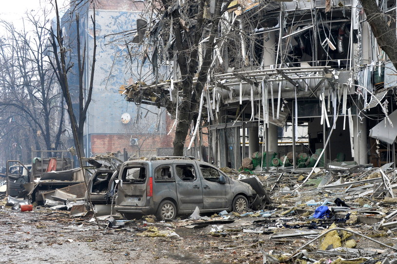 Efekt bombardowania cywilnych jednostek przez rosyjskie wojsko /AFP