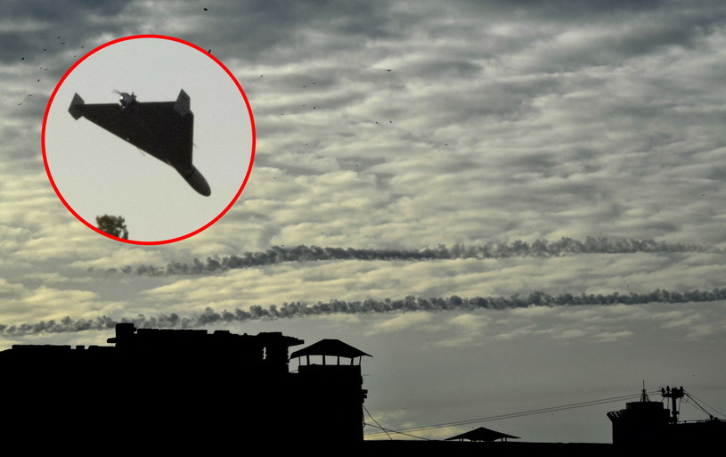 Efekt działania ochrony przeciwlotniczej - smugi na niebie nad Kijowem /Yasuyoshi Chiba, Sergei Supinsky /AFP