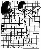 Egipski kanon w sztuce, schemat proporcji figury ludzkiej /Encyklopedia Internautica