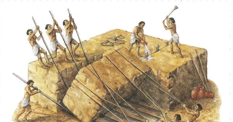 Egiptolodzy wierzą, że kamienne bloki były ustawiane na obracających się, drewnianych balach. /foto: Wikipedia /domena publiczna