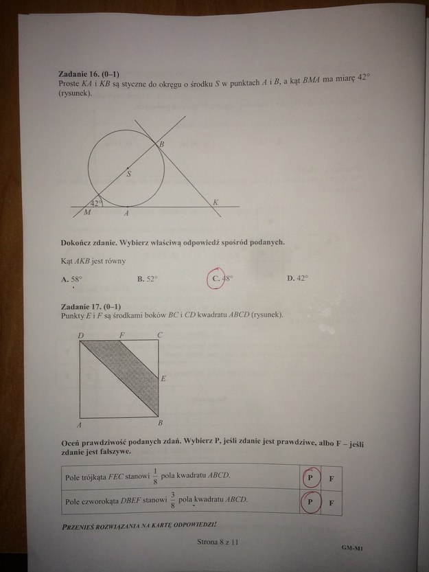 Egzamin gimnazjalny 2016. Matematyka - propozycje odpowiedzi /RMF FM