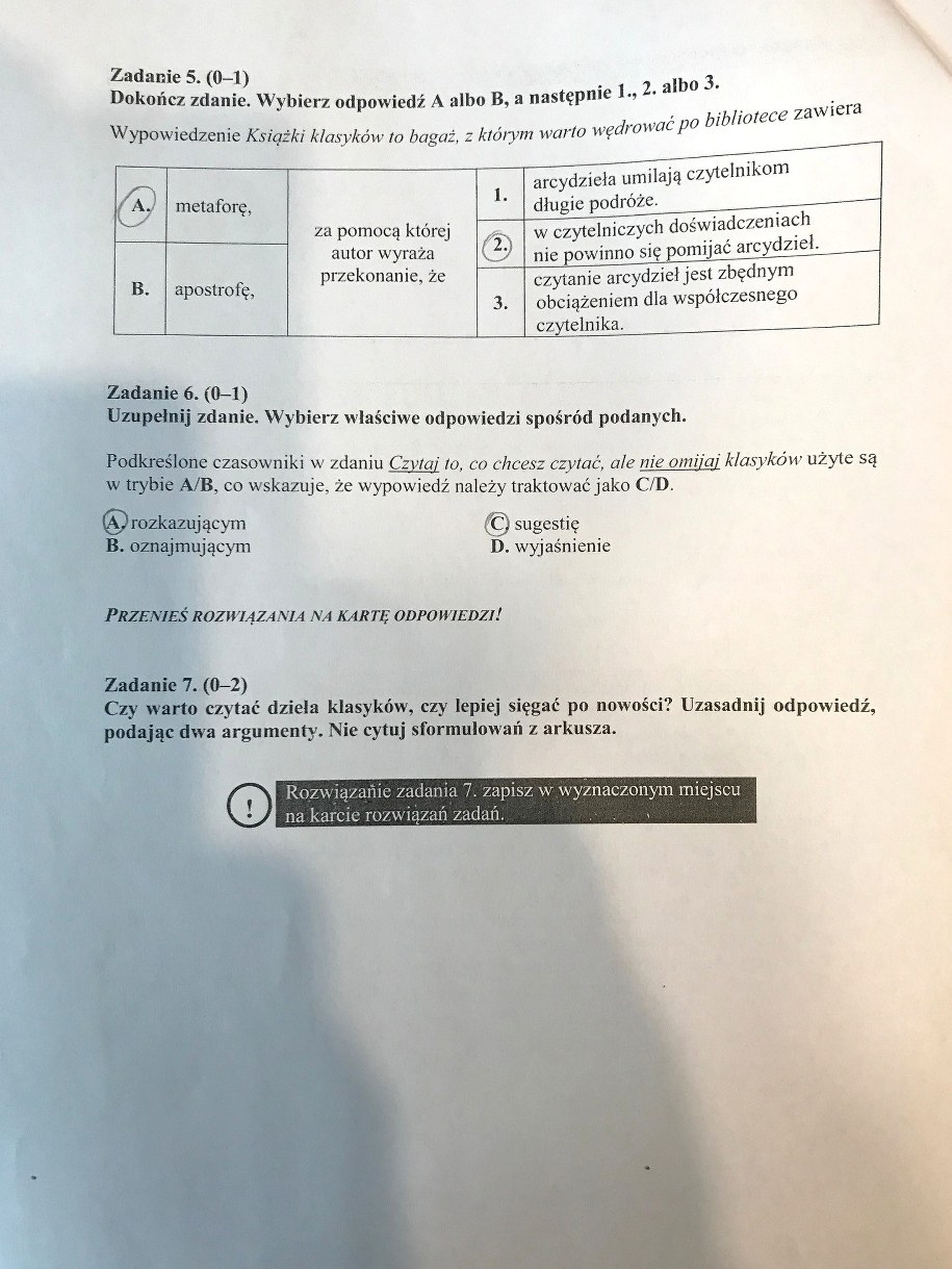 Egzamin gimnazjalny 2017 - przykładowe rozwiązania z języka polskiego. /RMF FM