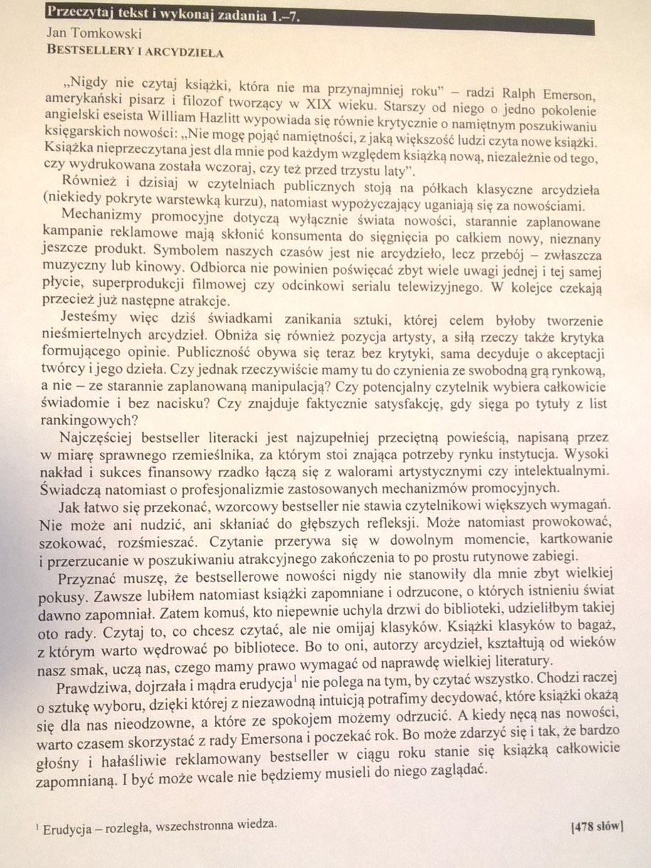 Egzamin gimnazjalny 2017 - przykładowe rozwiązania z języka polskiego. /RMF FM