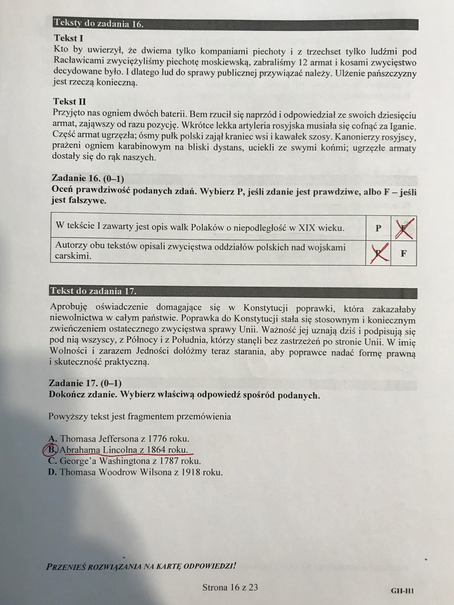 Test Gimnazjalny Historia I Wos 2017 Egzamin gimnazjalny 2017. WOS i historia [ARKUSZE i ROZWIĄZANIA] - RMF24.pl