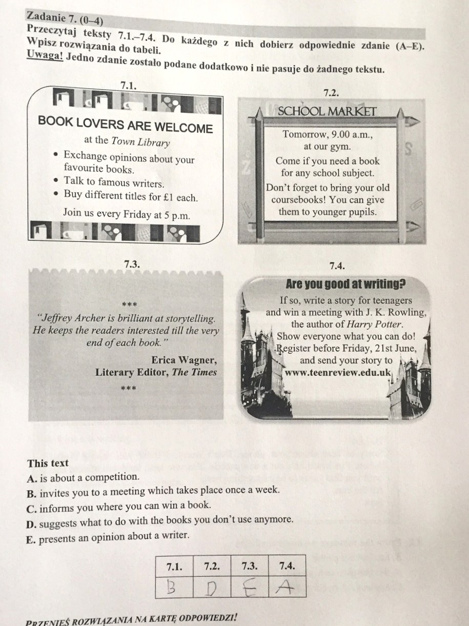 Egzamin gimnazjalny 2017. Przykładowe rozwiązania /RMF FM