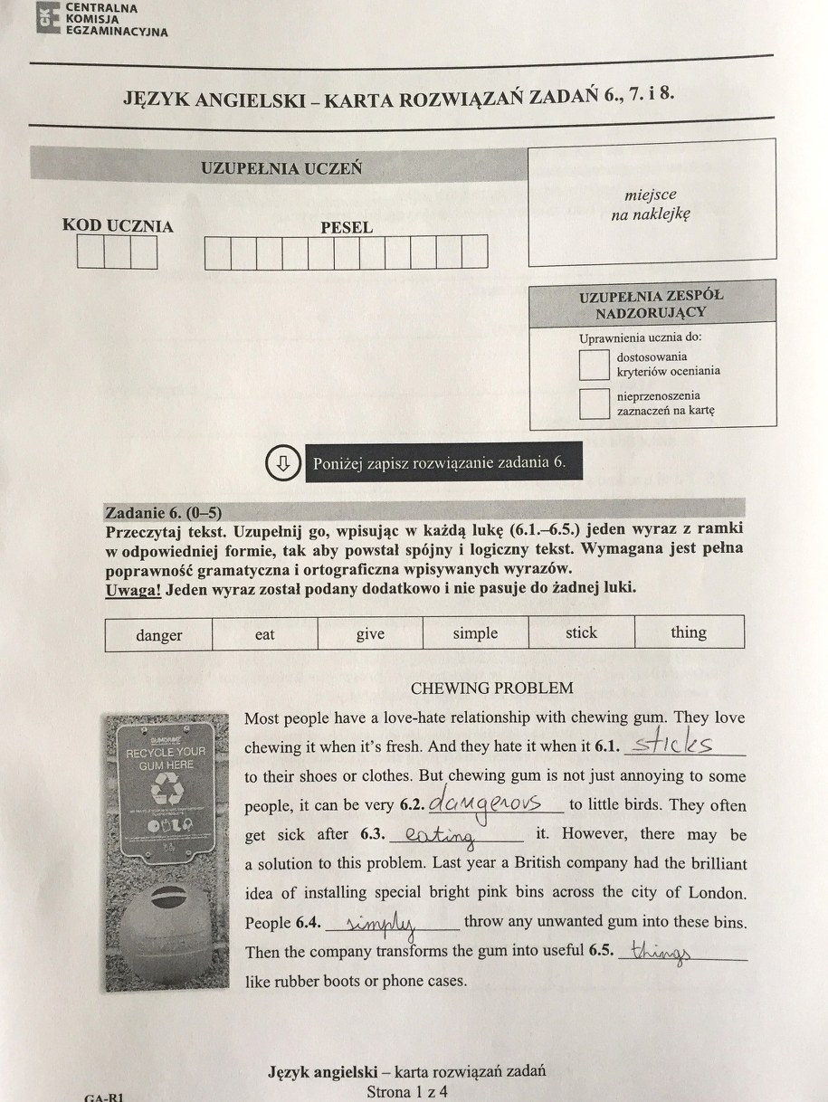 Egzamin gimnazjalny 2017. Przykładowe rozwiązania /RMF FM