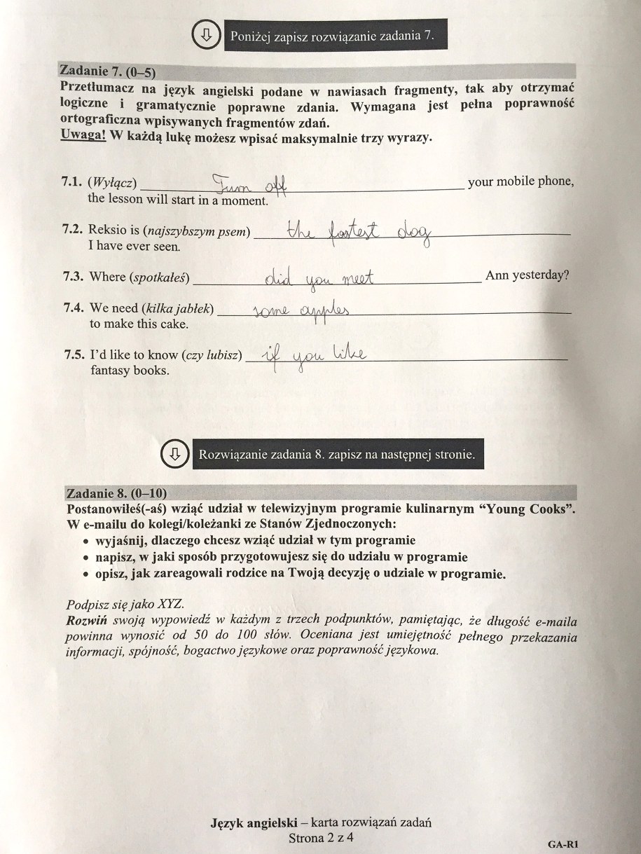 Egzamin gimnazjalny 2017. Przykładowe rozwiązania /RMF FM