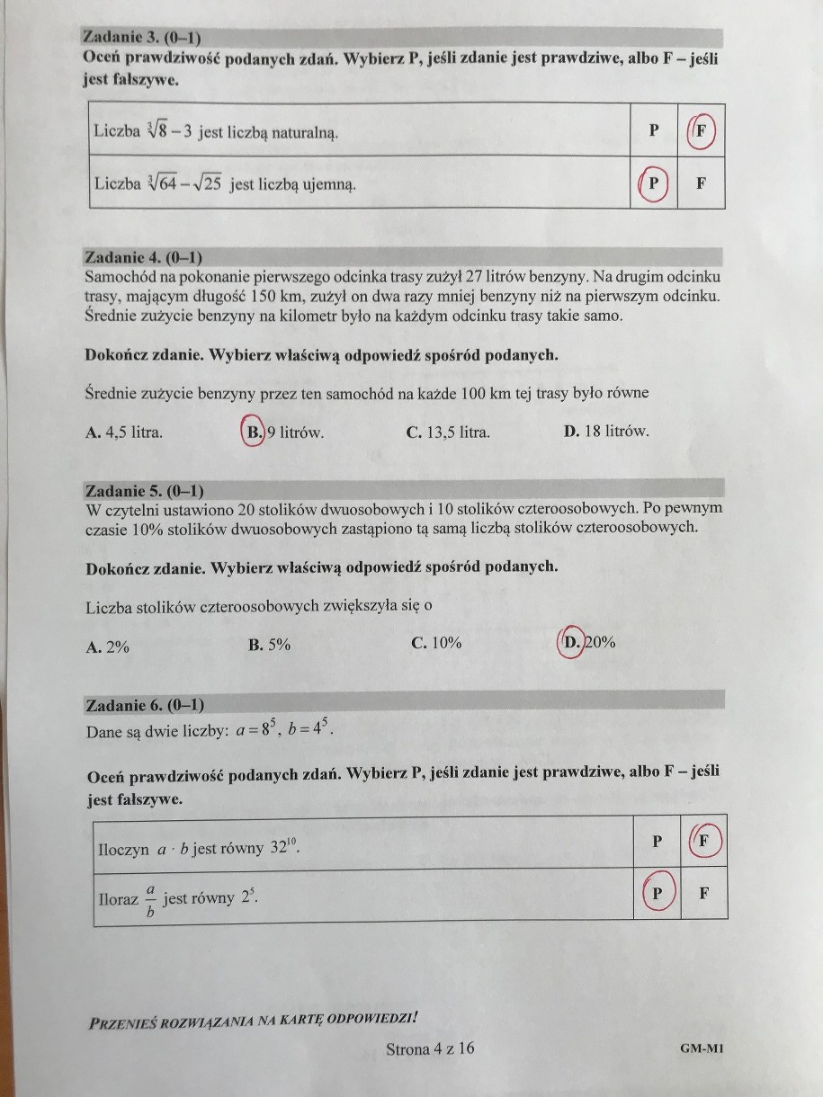 Egzamin gimnazjalny 2018. Odpowiedzi z matematyki /RMF24