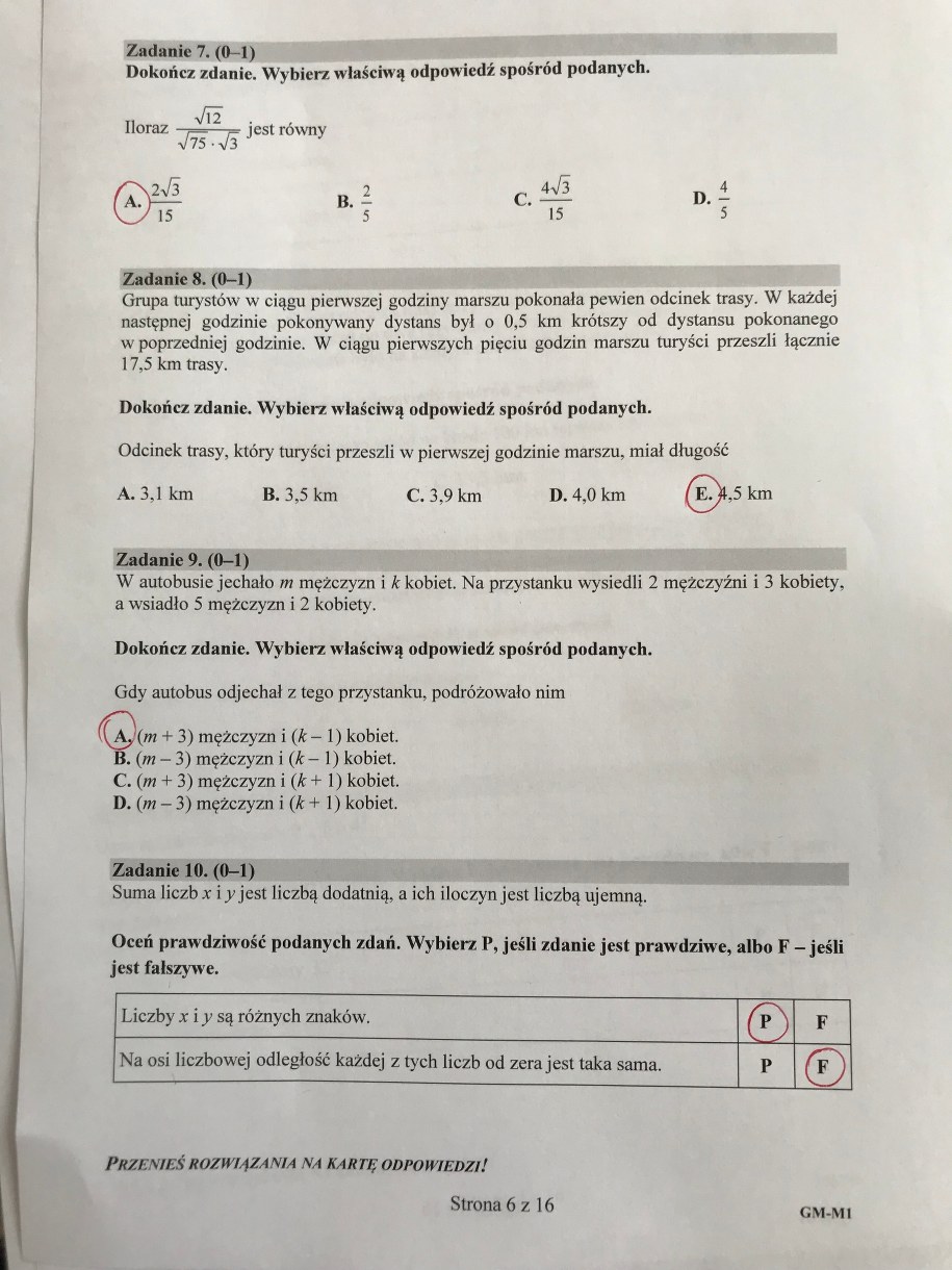 Egzamin gimnazjalny 2018. Odpowiedzi z matematyki /RMF24